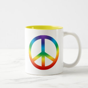 Vredesonderteken in Chakra Colors Tweekleurige Koffiemok