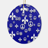 Vredesornament Blauwe en Witte Vleur de Lis Keramisch Ornament (Links)