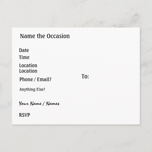 Vredespartij Nieuwjaar 2012 Uitnodiging Briefkaart (Achterkant)