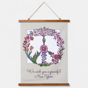 Vredesprogramma voor nieuwjaar op maat hangend wandkleed