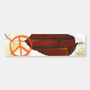 Vredessymbool aan de wand, bumpersticker