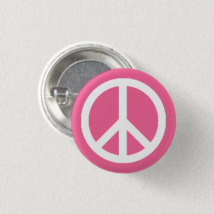 Vredessymbool Anti Oorlog roze en wit simpel Ronde Button 3,2 Cm