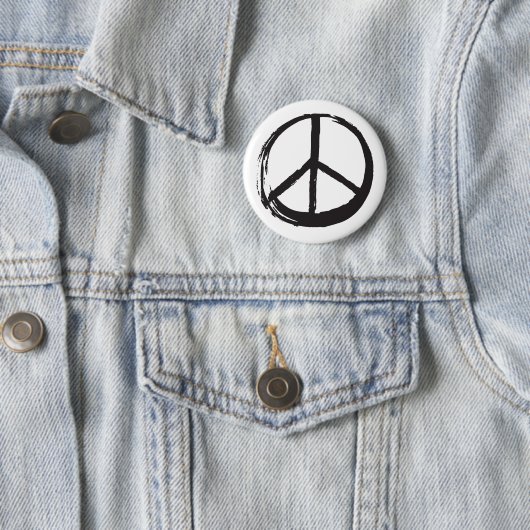 Vredessymbool Hippie Love 1960s geborsteld Ronde Button 5,7 Cm (In situ)