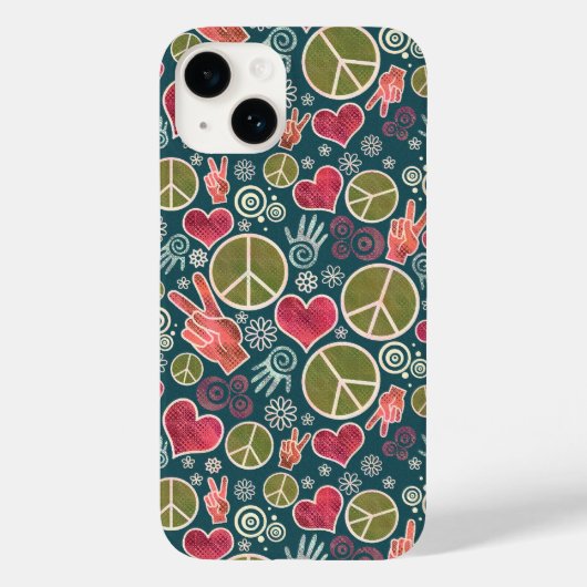 Vredessymbool Hipster Pacifisme Teken Case-Mate iPhone Case (Achterkant)