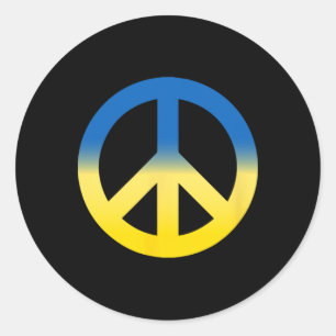 Vredessymbool - kleuren van de vlag van Oekraïne m Ronde Sticker