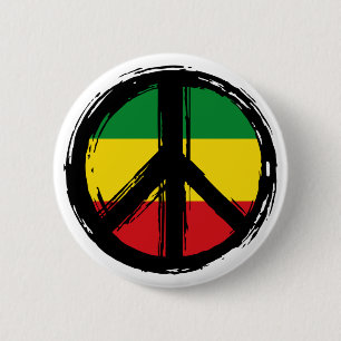 Vredessymbool met reagensstijl ronde button 5,7 cm