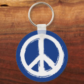Vredessymbool op blauw sleutelhanger (Voorkant)