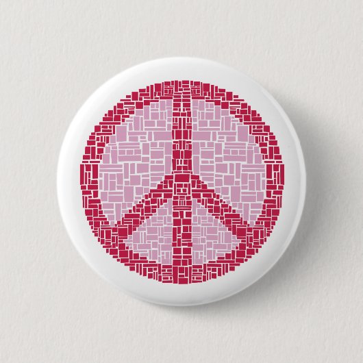 Vredessymbool (rood) ronde button 5,7 cm (Voorkant)