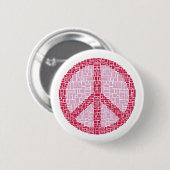Vredessymbool (rood) ronde button 5,7 cm (Voorkant /achterkant)