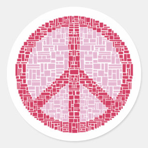 Vredessymbool (rood) ronde sticker