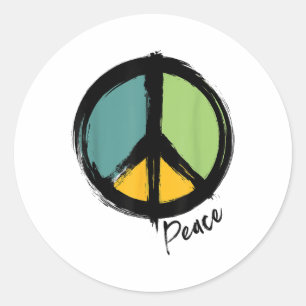 Vredessymbool Save the Earth zegt nee tegen vreedz Ronde Sticker