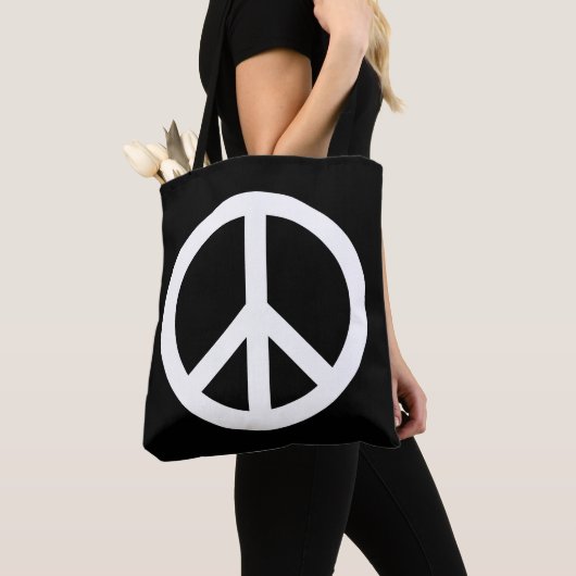 Vredessymbool schouder canvas tas in aangepaste kl (Dichtbij)