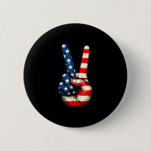 Vredesteken 60's vintage 4 juli 70's hippie ronde button 5,7 cm