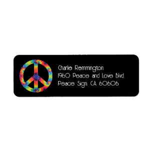 Vredesteken Adreslabels Regenboog Hippy Hippie Etiket