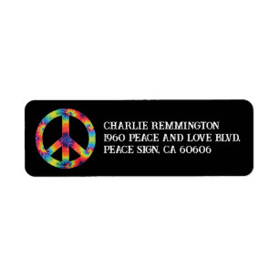 Vredesteken Adreslabels Regenboog Hippy Hippie Etiket