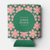 Vredesteken Bloem Groen Roze Aangepaste Bruidsdouc Blikjeskoeler (Achterkant)