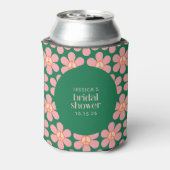 Vredesteken Bloem Groen Roze Aangepaste Bruidsdouc Blikjeskoeler (Blikje Achterkant)