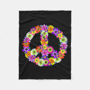 Vredesteken bloem in het zwart fleece deken
