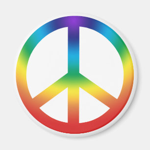 Vredesteken Button; Chakra kleuren Magneet