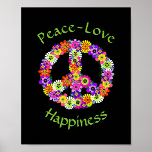 Vredesteken Floral Peace Love Happiness Poster