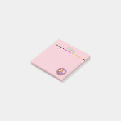 Vredesteken gepersonaliseerd met naam in roze post-it® notes (Schuin)