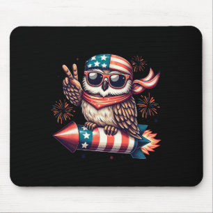 Vredesteken Hand Uil Vuurwerk Amerikaanse Vlag 4e Muismat