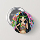 Vredesteken Hippie Meisje Button (Voorkant /achterkant)