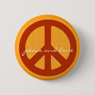 vredesteken , hippies retro ronde button 5,7 cm
