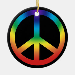 Vredesteken in regenboogkleuren keramisch ornament
