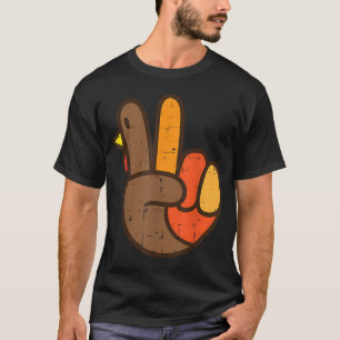 Vredesteken Kalkoen Hand Cool Thanksgiving Hippie T-shirt