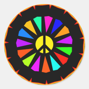 VREDESTEKEN KLEUR WIEL RONDE STICKER