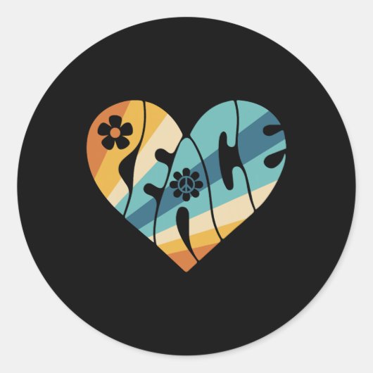 VREDESTEKEN LIEFDE 60s 70s Groovy Hippie Kostuumza Ronde Sticker (Voorkant)