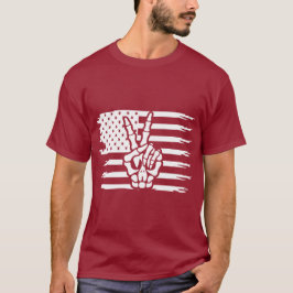 Vredesteken Patriottische Amerikaanse vlag Skeleto T-shirt