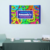 Vredesteken Patroon Groovy Sixties Verjaardag Welk Spandoek (Beurs)