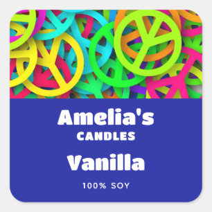 Vredesteken patroon Groovy Sixties Vibe Candle Vierkante Sticker