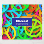 Vredesteken patroon Groovy Sixties Vibe Sparkling Wijnetiket (Enkel label)