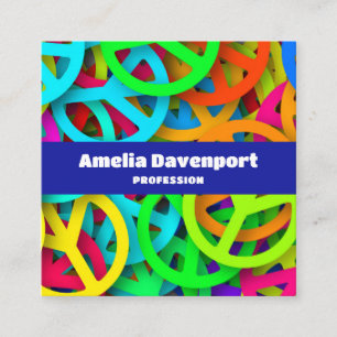 Vredesteken patroon Groovy Sixties Vibe Vierkante Visitekaartje