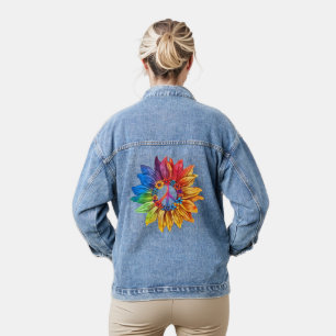 Vredesteken Symbool U.S. Kleurrijke Zonnebloem Blo Denim Jacket