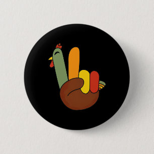 Vredesteken Turkije Hand Grappige Thanksgiving Mat Ronde Button 5,7 Cm
