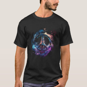 Vredesteken van vrijheid hippie bloem kind ruimte t-shirt