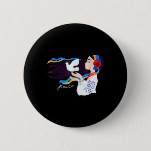 vredestichtend meisje steunt Oekraïne om te staan Ronde Button 5,7 Cm