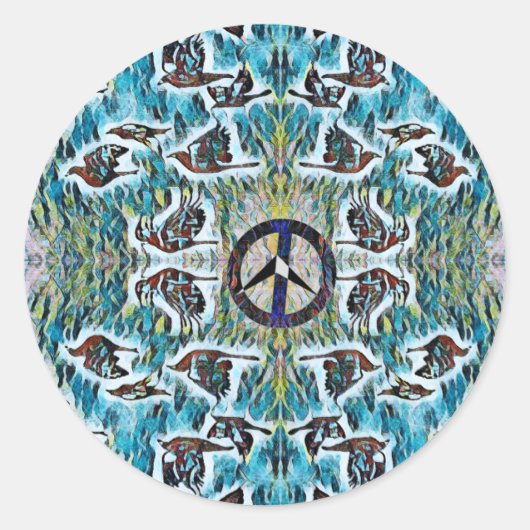 Vredesvogels Ronde Sticker (Voorkant)