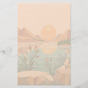 Vredig bergmeer zonsondergang landschap briefpapier