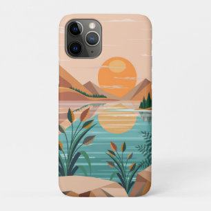 Vredig bergmeer zonsondergang landschap iPhone 11 pro hoesje
