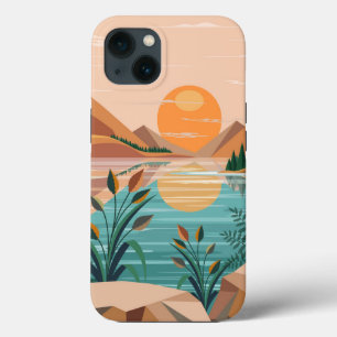 Vredig bergmeer zonsondergang landschap iPhone 13 hoesje