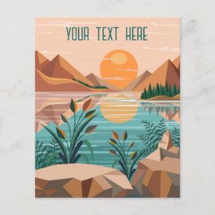 Vredig bergmeer zonsondergang landschap flyer