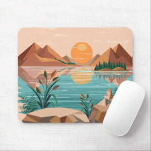 Vredig bergmeer zonsondergang landschap muismat