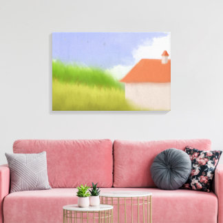 Vredig Landschapschilderij van het Platteland Canvas Afdruk