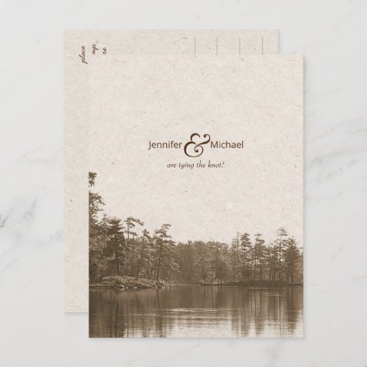 Vredige bergmeerlandschap  foto aankondigingskaart (Voorkant / Achterkant)