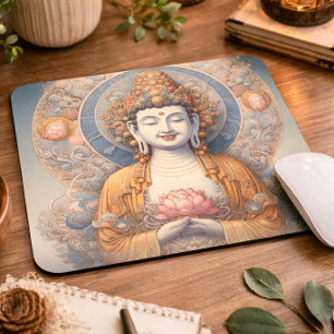 Vredige Boeddha in zachte pastelkleuren Muismat